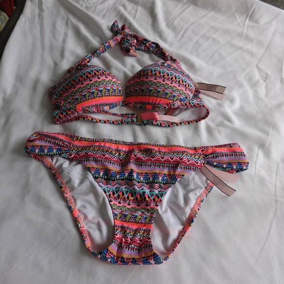 Victoria's Secret Bikini colorful print, top size 36C with push up bottom size L - Picture 10 of 14